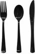150 Pack Black Plastic Silverware Set, 50 Forks, 50 Knives, 50 Spoons for Graduation Party, Wedding, Birthday
