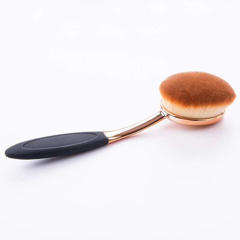 Yoseng Foundation Brush for Liquid Makeup, Rose Gold Oval Face Brush with Cover and Egg Cleaner for Flawless Application