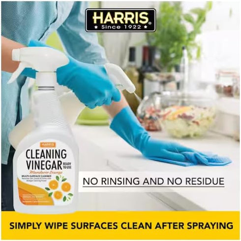 HARRIS (32 oz) Cleaning Vinegar Mandarin Orange Multi-Surface Cleaner with Microfiber Cloth