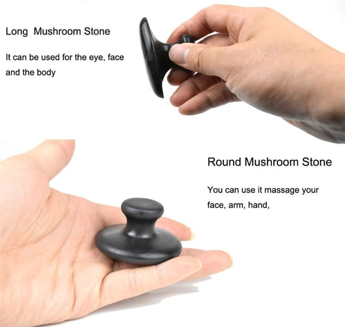2 Pcs Long Mushroom Shaped Massage Stones Natural Bian Stone Hot Rock for Spa