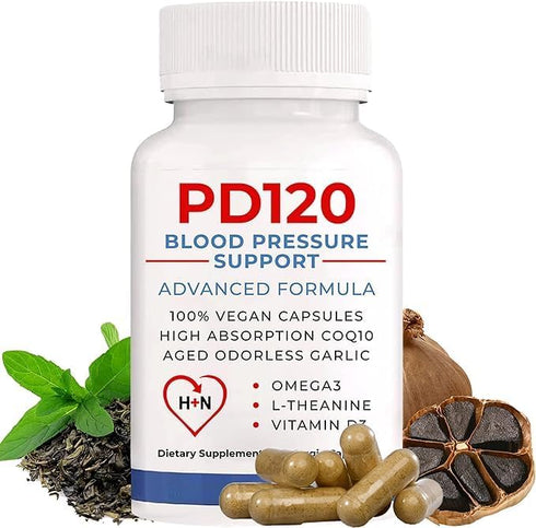 Blood Pressure Support Supplements - Black Garlic Extract with COQ10, 60 Capsules
