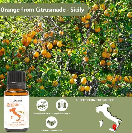 Orange Essential Oil 15ml - Pure Essential Oils for Diffusers and Aromatherapy from Sicily