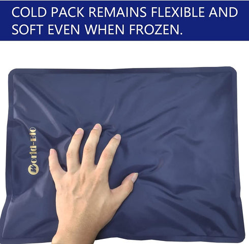 Large Gel Ice Pack 2 Pack for Injuries, Reusable Flexible Hot Cold Therapy Pad for Pain Relief