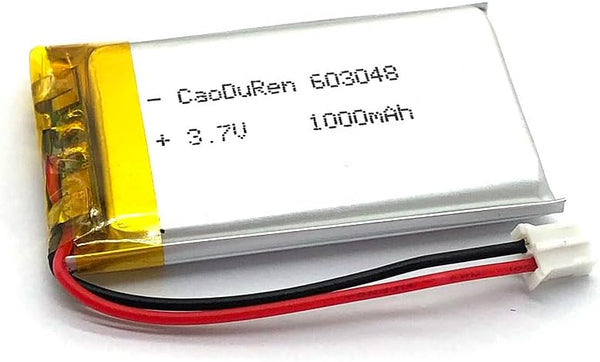 MSDS Verified 603048 Rechargeable 3.7V 1000mAh Li Lipo Lithium Polymer Battery Pack with 2 Pin 2.0mm JST Connector