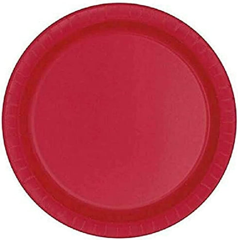 Ruby Red Solid Round Dinner Paper Plates, 9" (Pack of 8) - Vibrant Plates for Birthdays & Events