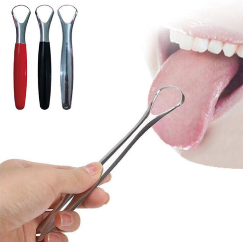 1Pc Silver Tongue Scraper, Metal Cleaner for Bad Breath, Stainless Steel Professional Tongue Cleaner for Oral Care