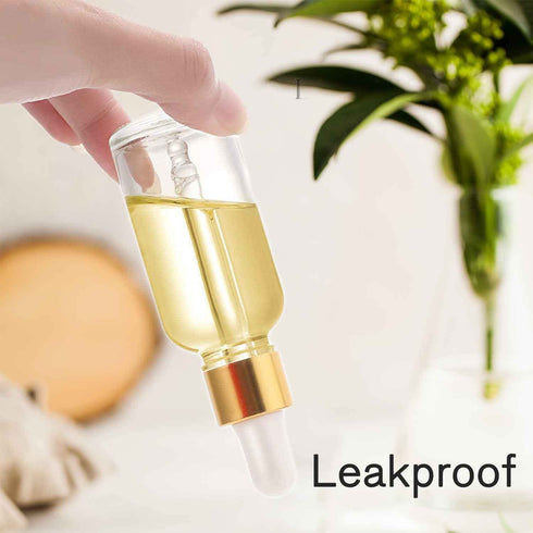 PrettyCare 4 Pack 1oz Dropper Bottles for Essential Oils - Clear Glass, Leak Proof Tincture Bottles