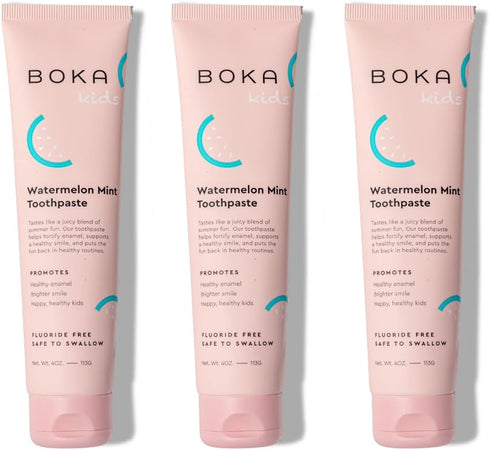 Boka Fluoride Free Toothpaste, Nano Hydroxyapatite, Sensitive Teeth, Whitening, Watermelon Mint Flavor, 4oz 3Pk