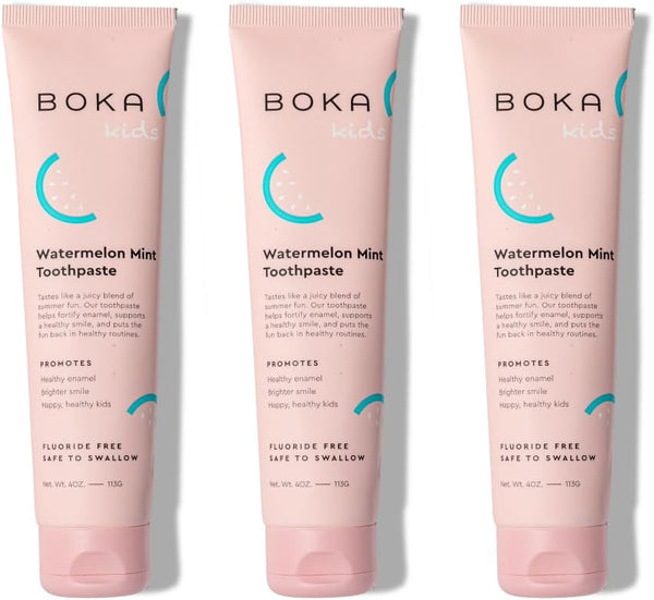 Boka Fluoride Free Toothpaste, Nano Hydroxyapatite, Sensitive Teeth, Whitening, Watermelon Mint Flavor, 4oz 3Pk