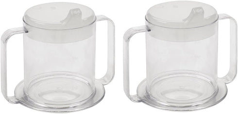 Independence 2-Handle Plastic Mug with 2 Style Lids, Lightweight Drinking Cup, 2-Pack