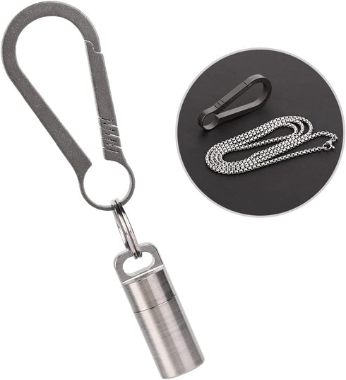 SW633 Micro Titanium Portable Pill Case Keychain, Waterproof Mini Pill Holder for Outdoor Travel Camping