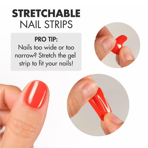 MOYOU LONDON Semi Cured Gel Nail Strips French Tips, 20 Pcs UV Gel Wraps for Easy Salon-Quality Manicure