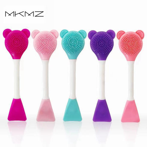 Pink Facial Cream Spatula Silicone Face Mask Brush Mask Beauty Tool-Double Heads Skincare Applicator Tools for Facial Masks Apply Cream Makeup Brushes and Tools