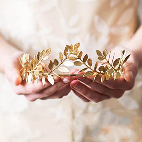 Jakawin Wedding Gold Leaf Crowns Tiaras Bridal Headband Prom Costume Hair Accessories for Women Girls