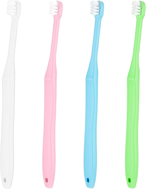 WLLHYF End Tuft Toothbrush, 4PCS Nylon Soft Bristle Tiny Small Tooth Brush, Hard
