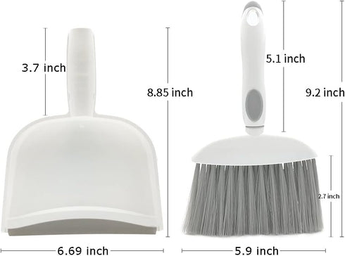 Mini Broom and Dustpan Set - Small Dustpan and Brush Set for Desk, Home, Tent, Gray 2pcs