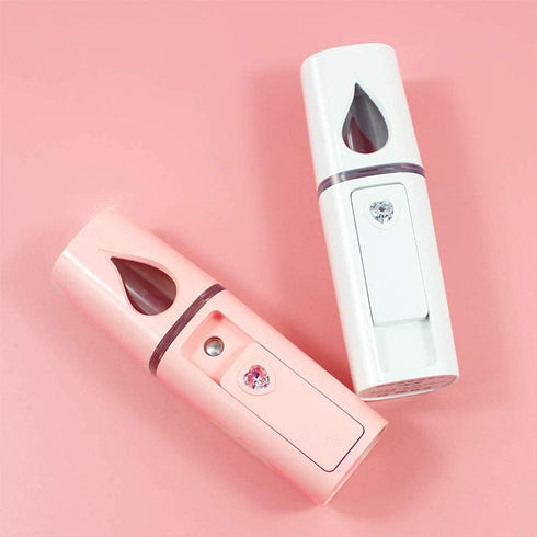 Portable Nano Facial Mister, Mini Facial Steamer with Mirror & 20ml Visual Water Tank (Pink)