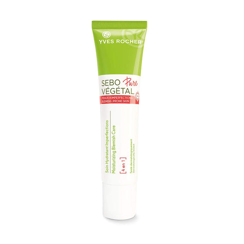 Yves Rocher Sebo Pure Végétal Moisturizing Blemish Care 4-in-1 with Salicylic Acid, 1.35 Oz, 1 Ct