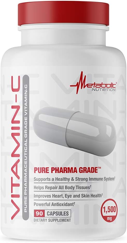 Metabolic Nutrition Vitamin C, 1500mg, High Absorption Ascorbic Acid Capsules (90 Caps)