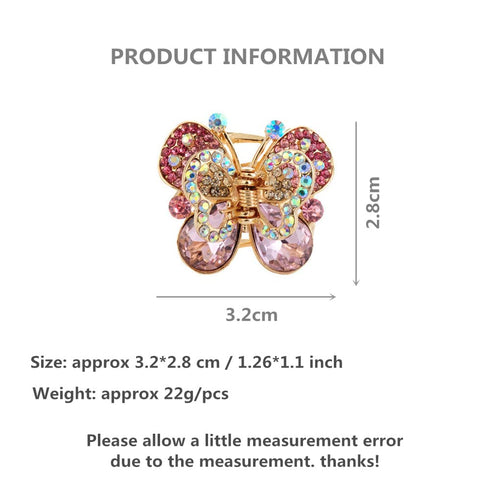 Ruihfas Fashion 4Pcs Rare Crystal Rhinestone Butterfly Bangs Clip Bow Hair Claw Gripper for Women