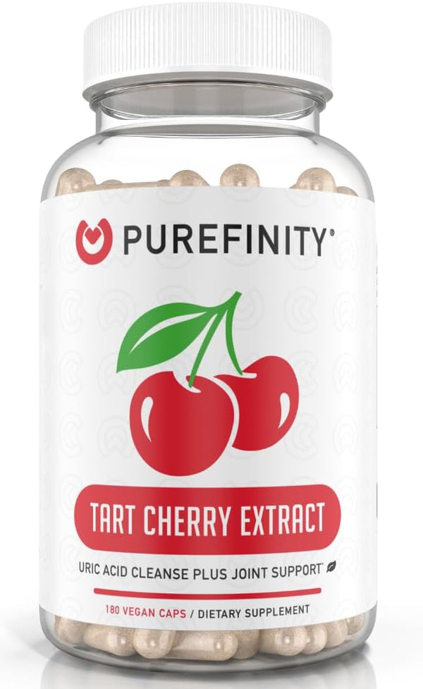 Tart Cherry Capsules 3000 mg Raw Extract - Uric Acid Flush & Cleanse for Joint & Muscle Comfort, 180 Count