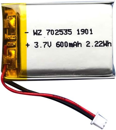 Lithium Battery 702535 (600mAh), 3.7V Polymer Lithium Battery for Watch, Desk Lamp, USB Fan, Electronic Scale