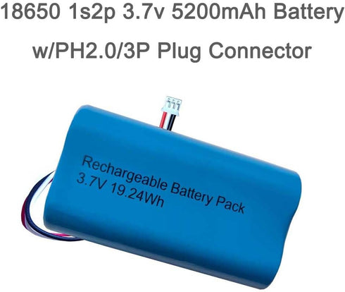 GYMIN 18650 1s2p 5200mAh 3.7v PH2.0/3p 5C Rechargeable Lithium-ion Battery with Connector / Discharge Power Cells