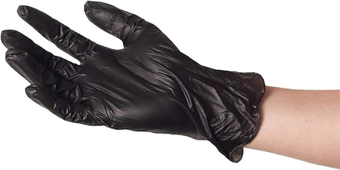 ForPro Professional Collection Disposable Vinyl Gloves, Black, Industrial Grade, Powder-Free, 100-Count, Small