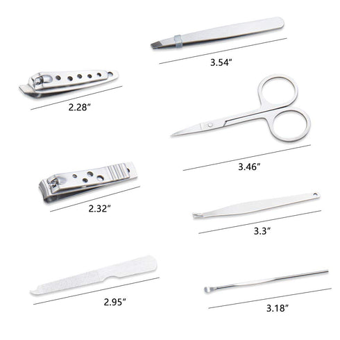 Manicure Pedicure Set, Stainless Steel Nail Clippers Portable Travel Grooming Kit with Snap-shut Case