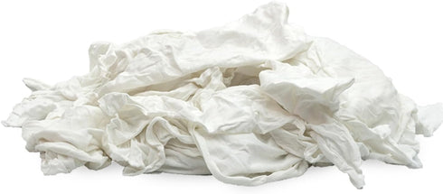 Premium White Knit Cotton T-Shirt Cloth Wiping Rags, Shop Cleaning TShirt Cloths for Auto, Grease, Paint & Wood