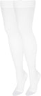 NuVein Medical Compression Stockings, 20-30 mmHg Support, Thigh Length Hose, Open Toe, White, Medium for Women & Men.