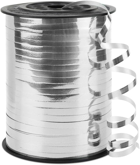 Silver Curling Ribbon, 1/5" Wide x 500 Yards for Gift Wrapping, Party Decoration, Balloon String, Florist