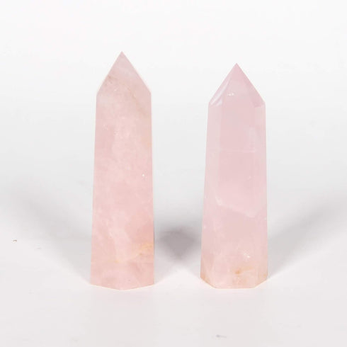 Orientrea Rose Quartz Crystal Wand - 2 Pcs 3.1''-3.5'' Rose Quartz Wands for Heart Chakra Healing