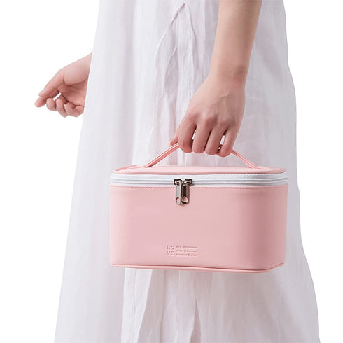Makeup Bag by Meiyuuo, Medium Travel Pouch for Women, Waterproof Cute Toiletry Case (Light Pink)