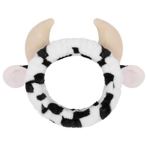 Cow Headbands for Washing Face, Cute Cow Skincare Makeup Head Band for Women, Soft Fluffy Facial Hair Wraps