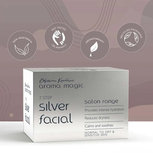 Silver Facial Kit - Multi Use 7 in 1 Natural Face Set for Women with Aloe Vera Extract for Cleansing & Moisturizing