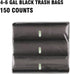 4-6 Gallon Trash Bags - 150 Count Black Garbage Bags for Bathroom, Office, Industrial, Commercial Use