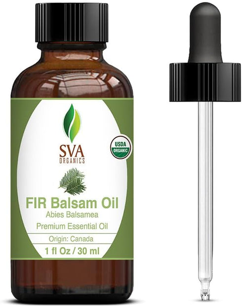 SVA Organics Fir Balsam Essential Oil 1oz (30ml) - Premium Oil with Dropper for Skincare and Aromatherapy