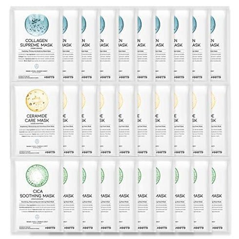 Hydrating Soothing Sheet Masks Gift Set for Skincare, Korean Vegan Sheet Mask for Dry, Sensitive Skin, Calming,