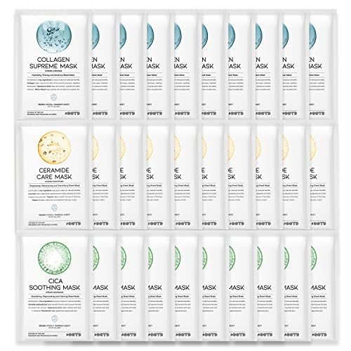 Hydrating Soothing Sheet Masks Gift Set for Skincare, Korean Vegan Sheet Mask for Dry, Sensitive Skin, Calming,