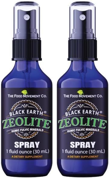 Black Earth Zeolite with Humic Fulvic Acids, 1oz Liquid Pump Spray Supplement for Gut Health, Immune Support (2 Pack)