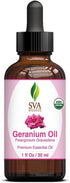 SVA Geranium Essential Oil Organic – 1 Fl Oz – 100% Natural Organic Geranium Oil for Diffuser, Hair Care, Face, Skin
