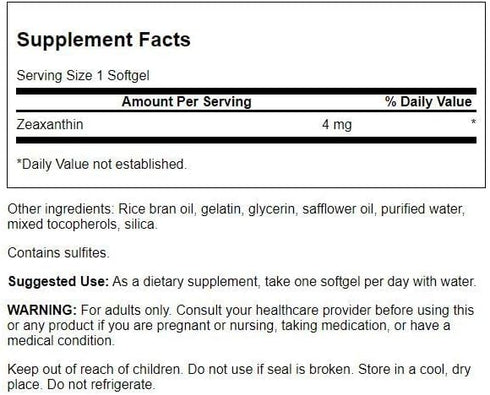 Swanson Zeaxanthin 4 Milligrams 60 Sgels