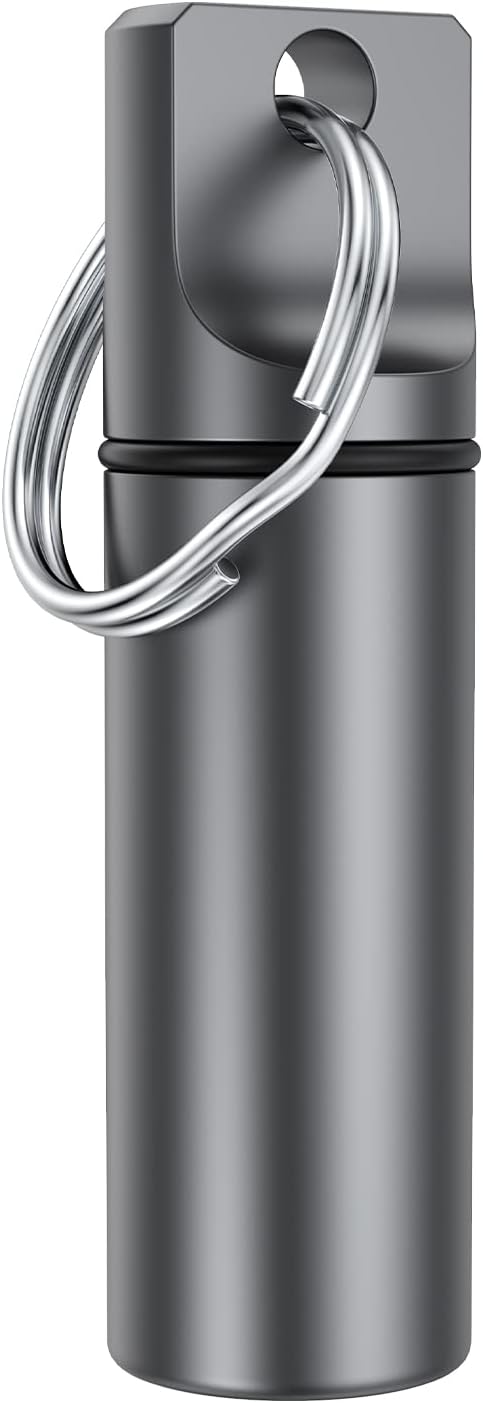 Small Pocket Pill Box Keychain, Aluminium Alloy Portable Mini Pill Organizer Case