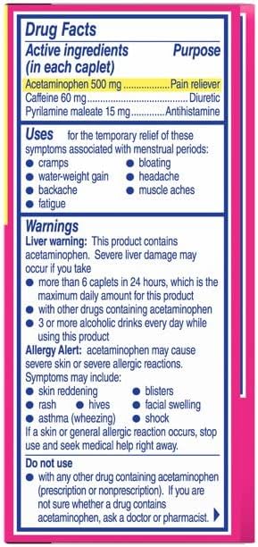 Midol Complete Menstrual Pain Relief Caplets with Acetaminophen for Period Cramps, 40 Count (Pack of 3)