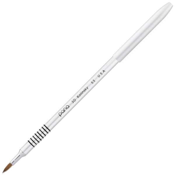 PANA 3D Kolinsky Acrylic Nail Art Sculpture Brush, Silver Metal Non-Slip Grip Handle for 3D Flower Designs (Size #5)