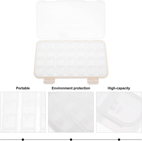 LRXIYODE 7-Day 28 Portable Weekly Pill Organizer Box Large Capacity Compartments Storage Case Sealing Medicine