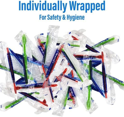 144 Individually Wrapped Disposable Toothbrushes, Soft Bristles for Travel, Giveaways, Hotels, Airbnb