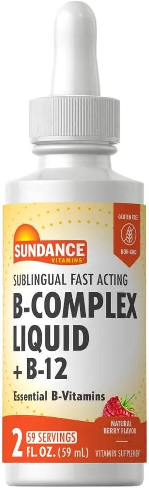 Vitamin B Complex Liquid | with B-12 | Berry Flavor, Essential Sublingual Vitamins, Vegetarian, Non-GMO