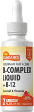 Vitamin B Complex Liquid | with B-12 | Berry Flavor, Essential Sublingual Vitamins, Vegetarian, Non-GMO